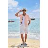 imageCOOFANDY Mens Button Down Shirts Short Sleeve Casual Linen Shirts for Men Summer Beach Wedding ShirtPink