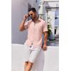 imageCOOFANDY Mens Button Down Shirts Short Sleeve Casual Linen Shirts for Men Summer Beach Wedding ShirtPink
