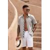 imageCOOFANDY Mens Button Down Shirts Short Sleeve Casual Linen Shirts for Men Summer Beach Wedding ShirtStone