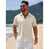 imageCOOFANDY Mens Casual Beach Shirts Short Sleeve Button Down Shirts Summer Vacation Untucked Dress ShirtsBeige