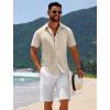 imageCOOFANDY Mens Casual Beach Shirts Short Sleeve Button Down Shirts Summer Vacation Untucked Dress ShirtsBeige