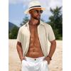 imageCOOFANDY Mens Casual Beach Shirts Short Sleeve Button Down Shirts Summer Vacation Untucked Dress ShirtsBeige