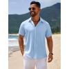 imageCOOFANDY Mens Casual Beach Shirts Short Sleeve Button Down Shirts Summer Vacation Untucked Dress ShirtsBlue