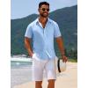 imageCOOFANDY Mens Casual Beach Shirts Short Sleeve Button Down Shirts Summer Vacation Untucked Dress ShirtsBlue
