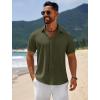 imageCOOFANDY Mens Casual Beach Shirts Short Sleeve Button Down Shirts Summer Vacation Untucked Dress ShirtsDark Army Green
