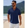 imageCOOFANDY Mens Casual Beach Shirts Short Sleeve Button Down Shirts Summer Vacation Untucked Dress ShirtsDark Blue