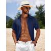 imageCOOFANDY Mens Casual Beach Shirts Short Sleeve Button Down Shirts Summer Vacation Untucked Dress ShirtsDark Blue
