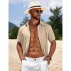 imageCOOFANDY Mens Casual Beach Shirts Short Sleeve Button Down Shirts Summer Vacation Untucked Dress ShirtsKhaki