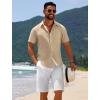 imageCOOFANDY Mens Casual Beach Shirts Short Sleeve Button Down Shirts Summer Vacation Untucked Dress ShirtsKhaki