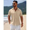 imageCOOFANDY Mens Casual Beach Shirts Short Sleeve Button Down Shirts Summer Vacation Untucked Dress ShirtsKhaki