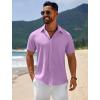 imageCOOFANDY Mens Casual Beach Shirts Short Sleeve Button Down Shirts Summer Vacation Untucked Dress ShirtsLavender