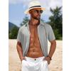 imageCOOFANDY Mens Casual Beach Shirts Short Sleeve Button Down Shirts Summer Vacation Untucked Dress ShirtsLight Gray