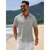 imageCOOFANDY Mens Casual Beach Shirts Short Sleeve Button Down Shirts Summer Vacation Untucked Dress ShirtsLight Gray