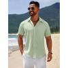 imageCOOFANDY Mens Casual Beach Shirts Short Sleeve Button Down Shirts Summer Vacation Untucked Dress ShirtsLight Green
