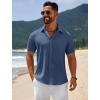 imageCOOFANDY Mens Casual Beach Shirts Short Sleeve Button Down Shirts Summer Vacation Untucked Dress ShirtsNavy Blue