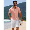 imageCOOFANDY Mens Casual Beach Shirts Short Sleeve Button Down Shirts Summer Vacation Untucked Dress ShirtsPink