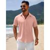 imageCOOFANDY Mens Casual Beach Shirts Short Sleeve Button Down Shirts Summer Vacation Untucked Dress ShirtsPink
