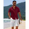 imageCOOFANDY Mens Casual Beach Shirts Short Sleeve Button Down Shirts Summer Vacation Untucked Dress ShirtsWine Red