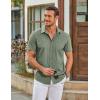 imageCOOFANDY Mens Casual Short Sleeve Shirts Button Down Summer Beach Shirt Lightweight Textured Tops with PocketArmy Green