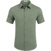 imageCOOFANDY Mens Casual Short Sleeve Shirts Button Down Summer Beach Shirt Lightweight Textured Tops with PocketArmy Green
