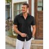 imageCOOFANDY Mens Casual Short Sleeve Shirts Button Down Summer Beach Shirt Lightweight Textured Tops with PocketBlack