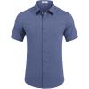 imageCOOFANDY Mens Casual Short Sleeve Shirts Button Down Summer Beach Shirt Lightweight Textured Tops with PocketBlue