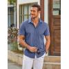 imageCOOFANDY Mens Casual Short Sleeve Shirts Button Down Summer Beach Shirt Lightweight Textured Tops with PocketBlue