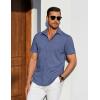 imageCOOFANDY Mens Casual Short Sleeve Shirts Button Down Summer Beach Shirt Lightweight Textured Tops with PocketBlue