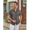 imageCOOFANDY Mens Casual Short Sleeve Shirts Button Down Summer Beach Shirt Lightweight Textured Tops with PocketDark Gray