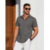 imageCOOFANDY Mens Casual Short Sleeve Shirts Button Down Summer Beach Shirt Lightweight Textured Tops with PocketDark Gray