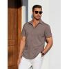 imageCOOFANDY Mens Casual Short Sleeve Shirts Button Down Summer Beach Shirt Lightweight Textured Tops with PocketKhaki