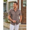 imageCOOFANDY Mens Casual Short Sleeve Shirts Button Down Summer Beach Shirt Lightweight Textured Tops with PocketKhaki