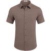 imageCOOFANDY Mens Casual Short Sleeve Shirts Button Down Summer Beach Shirt Lightweight Textured Tops with PocketKhaki