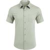 imageCOOFANDY Mens Casual Short Sleeve Shirts Button Down Summer Beach Shirt Lightweight Textured Tops with PocketLight Green