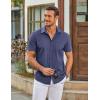 imageCOOFANDY Mens Casual Short Sleeve Shirts Button Down Summer Beach Shirt Lightweight Textured Tops with PocketNavy Blue