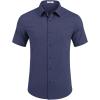 imageCOOFANDY Mens Casual Short Sleeve Shirts Button Down Summer Beach Shirt Lightweight Textured Tops with PocketNavy Blue