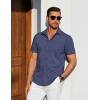 imageCOOFANDY Mens Casual Short Sleeve Shirts Button Down Summer Beach Shirt Lightweight Textured Tops with PocketNavy Blue