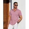 imageCOOFANDY Mens Casual Short Sleeve Shirts Button Down Summer Beach Shirt Lightweight Textured Tops with PocketPink