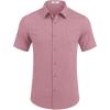 imageCOOFANDY Mens Casual Short Sleeve Shirts Button Down Summer Beach Shirt Lightweight Textured Tops with PocketPink