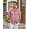 imageCOOFANDY Mens Casual Short Sleeve Shirts Button Down Summer Beach Shirt Lightweight Textured Tops with PocketPink