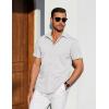 imageCOOFANDY Mens Casual Short Sleeve Shirts Button Down Summer Beach Shirt Lightweight Textured Tops with PocketWhite