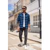 imageCOOFANDY Mens Flannel Plaid Shirts Long Sleeve Casual Button Down Shirt with PocketsBlue
