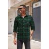 imageCOOFANDY Mens Flannel Plaid Shirts Long Sleeve Casual Button Down Shirt with PocketsGreen Black