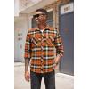 imageCOOFANDY Mens Flannel Plaid Shirts Long Sleeve Casual Button Down Shirt with PocketsOrange Green