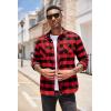 imageCOOFANDY Mens Flannel Plaid Shirts Long Sleeve Casual Button Down Shirt with PocketsRed