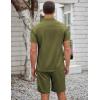 imageCOOFANDY Mens Short Sets 2 Piece Summer Beach Outfits Short Sleeve Shirts and Shorts Sets for MenArmy Green