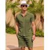 imageCOOFANDY Mens Short Sets 2 Piece Summer Beach Outfits Short Sleeve Shirts and Shorts Sets for MenArmy Green