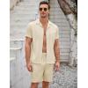 imageCOOFANDY Mens Short Sets 2 Piece Summer Beach Outfits Short Sleeve Shirts and Shorts Sets for MenBeige
