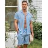 imageCOOFANDY Mens Short Sets 2 Piece Summer Beach Outfits Short Sleeve Shirts and Shorts Sets for MenBlue