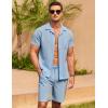 imageCOOFANDY Mens Short Sets 2 Piece Summer Beach Outfits Short Sleeve Shirts and Shorts Sets for MenBlue